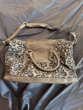Coach Leopard Print Shoulder Bag in Brown and Black
